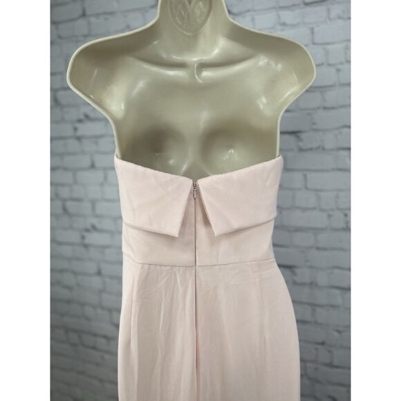 Bella Bridesmaids Light Pink Strapless Lined Zip Up Maxi Dress Size 12 R - Picture 6 of 8